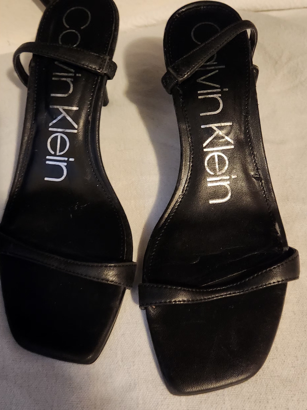 Calvin Klein Black Minimalist Square-Toe Heeled Sandals